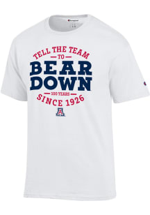 Champion Arizona Wildcats White Bear Down 100 Years Short Sleeve T Shirt