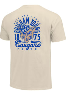 BYU Cougars Ivory Vintage Mascot Overlay Short Sleeve T Shirt