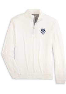 Johnnie O UConn Huskies Mens White Motion Long Sleeve Qtr Zip Pullover