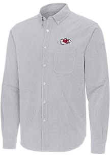 Antigua Kansas City Chiefs Mens Grey Porter Long Sleeve Dress Shirt
