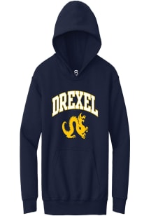 Summit Sportswear Drexel Dragons Youth Navy Blue Arch Logo Long Sleeve Hoodie