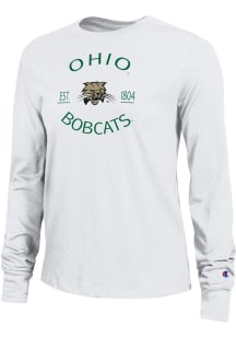 Champion Ohio Bobcats Womens White Circle EST Date Core LS Tee