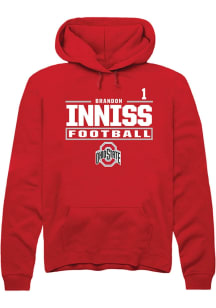 Brandon Inniss Ohio State Buckeyes Mens Red Football NIL Stacked Box Player Hood