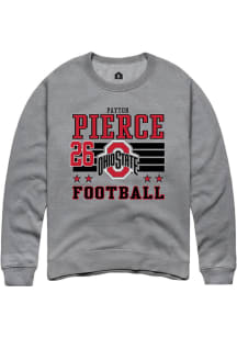 Payton Pierce Ohio State Buckeyes Mens Grey Football NIL Striped Player Crew