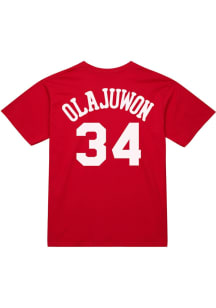 Hakeem Olajuwon Houston Rockets Red Name Number Short Sleeve Player T Shirt