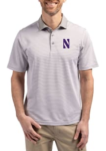 Cutter and Buck Northwestern Wildcats Anthracite Virtue Eco Pique Micro Stripe Big and Tall Polo