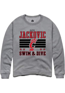 Katie Jackovic Cincinnati Bearcats Mens Grey NIL Striped Player Crew