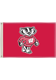 Wisconsin Badgers 2x3 Silk Screen Grommet Flag - Red