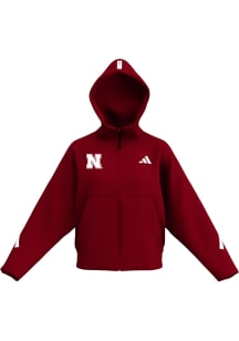 Adidas Nebraska Cornhuskers Womens Red Hooded Track Top Hooded Sweatshirt