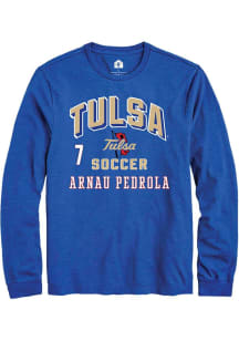 Arnau Pedrola Tulsa Golden Hurricane Blue NIL Arch Logo Long Sleeve Player T Shirt