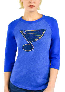 St Louis Blues Womens Blue Triblend 3/4 Raglan Crew Neck LS Tee
