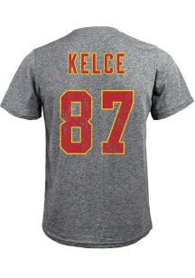 Travis Kelce Kansas City Chiefs Grey Name And Number Short Sleeve Fashion Player T Shirt