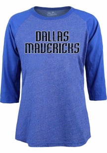 Dallas Mavericks Womens Royal Heather Triblend Raglan LS Tee