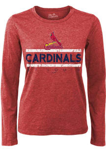 St Louis Cardinals Womens Red Boyfriend LS Tee