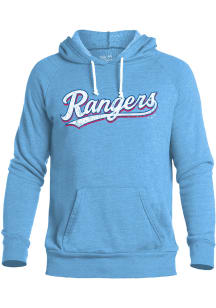 Texas Rangers Mens Light Blue Alt Wordmark Long Sleeve Lightweight Hoodie