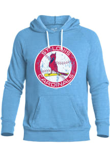 St Louis Cardinals Mens Light Blue Coop Logo Long Sleeve Lightweight Hoodie