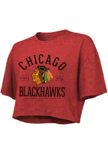 Chicago Blackhawks Womens Red Field Goal Short Sleeve T-Shirt