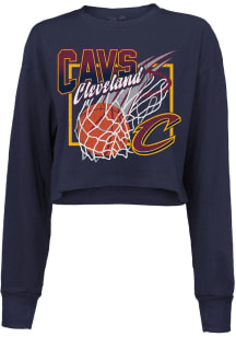 Cleveland Cavaliers Womens Navy Blue Crop LS Tee