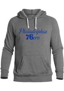 Philadelphia 76ers Mens Grey STACKED WORDMARK Long Sleeve Lightweight Hoodie