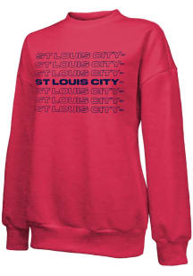 St Louis City SC Womens Red Oversized Design Crew Sweatshirt