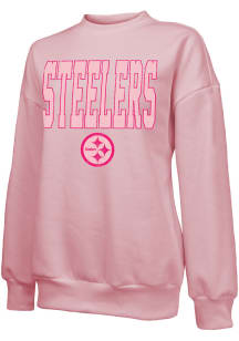 Pittsburgh Steelers Womens Pink Oversized Crew Sweatshirt