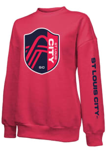 St Louis City SC Womens Red Vintage Oversized Crew Sweatshirt