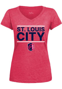 St Louis City SC Womens Red Triblend Design Short Sleeve T-Shirt