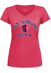 St Louis City SC Womens Red Triblend Plus Short Sleeve T-Shirt