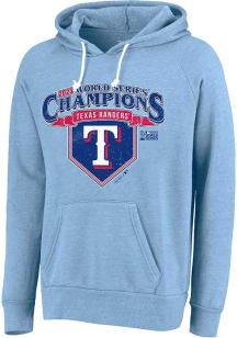 Texas Rangers Mens Light Blue 2023 World Series Champion Confetti Long Sleeve Lightweight Hoodie
