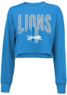 Detroit Lions Womens Blue Minerva Throwback LS Tee