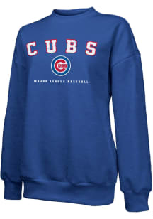 Chicago Cubs Womens Blue Oversized Leg Crew Sweatshirt