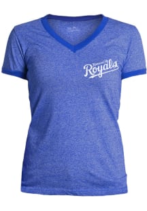 Kansas City Royals Womens Blue Ringer Short Sleeve T-Shirt