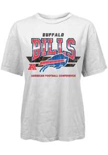 Buffalo Bills Womens White Cotton Oversized Short Sleeve T-Shirt