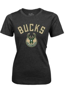 Milwaukee Bucks Womens Black Triblend Short Sleeve T-Shirt