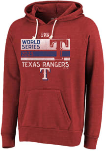 Texas Rangers Mens Red 2023 World Series Participant Front Line Long Sleeve Lightweight Hoodie