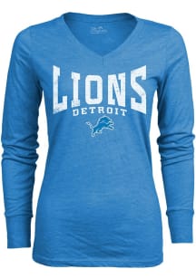 Detroit Lions Womens Blue Triblend LS Tee