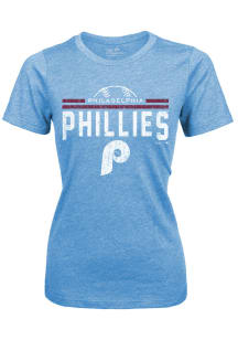 Philadelphia Phillies Womens Light Blue Varsity Short Sleeve T-Shirt