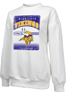 Minnesota Vikings Womens White Oversized Crew Sweatshirt