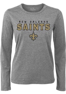 New Orleans Saints Womens Grey Boyfriend LS Tee