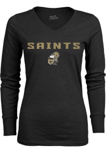 New Orleans Saints Womens Black Triblend LS Tee