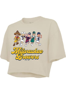 Milwaukee Brewers Womens Beige Cotton Short Sleeve T-Shirt