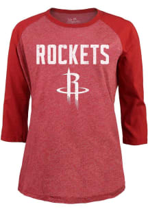 Houston Rockets Womens Red Triblend Raglan LS Tee