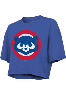 Chicago Cubs Womens Blue Coop Logo Short Sleeve T-Shirt