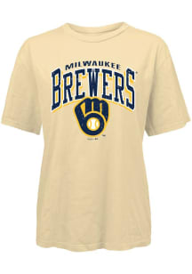 Milwaukee Brewers Womens Yellow Burble Short Sleeve T-Shirt