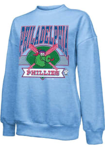 Phillie Phanatic  Majestic Threads Philadelphia Phillies Womens Light Blue Vintage Crew Sweatshirt