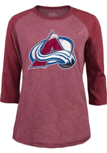 Colorado Avalanche Womens Maroon Triblend Raglan LS Tee