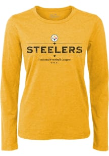 Pittsburgh Steelers Womens Yellow Boyfriend LS Tee