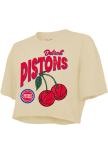 Detroit Pistons Womens White Cropped Short Sleeve T-Shirt
