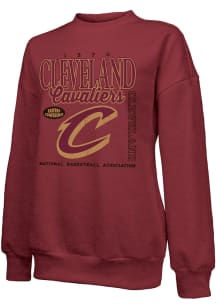 Cleveland Cavaliers Womens Red Oversized Crew Sweatshirt