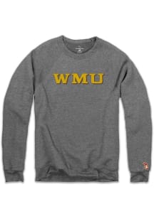 The Mitten State Western Michigan Broncos Mens Grey Block Initials Long Sleeve Crew Sweatshirt